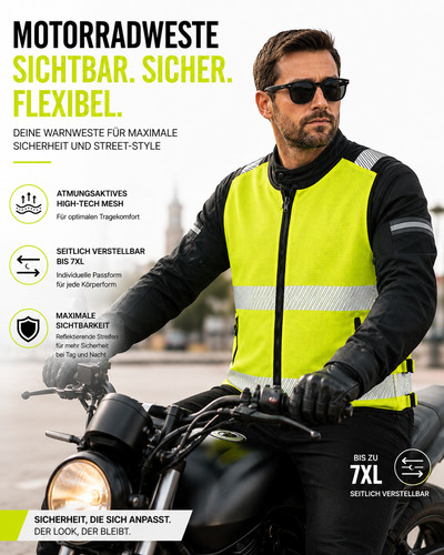 Warnweste für motorradfahrer - für,