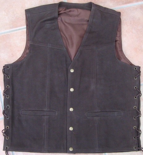 Leder weste dunkel - leder,
