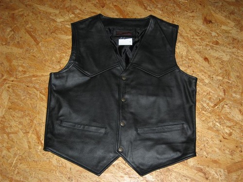 Lederweste glatt schwarz - lederweste,