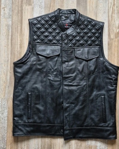 Schwarze leder motorradweste - schwarze, leder-motorradweste